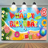 Lofaris Plumeria Cute Summer Things Pool Birthday Backdrop